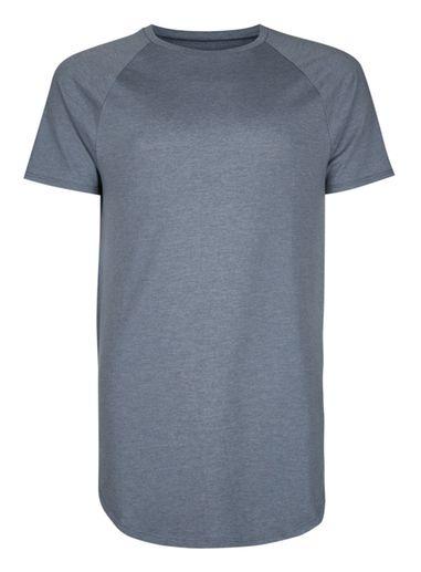 Topman Mens Blue Zip Hem Longline T-shirt