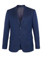 Topman Mens Blue Navy Birdseye Textured Wool Blend Slim Fit Suit Jacket