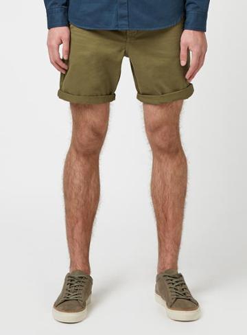 Topman Mens Green Ltd Khaki Chino Shorts