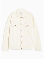 Topman Mens Cream Off White Denim Jacket With Embroidery