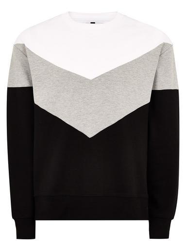 Topman Mens Multi Black Chevron Panel Sweatshirt