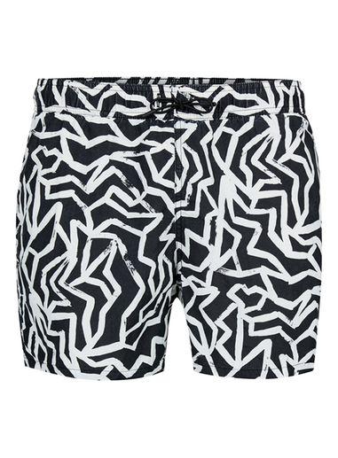Topman Mens Black Zebra Print Swim Shorts