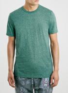 Topman Mens Green And White Slim Fit T-shirt