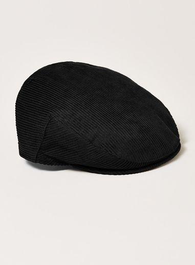 Topman Mens Black Corduroy Flat Cap
