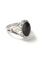 Topman Mens Black Antique Silver Look Engraved Oval Ring*