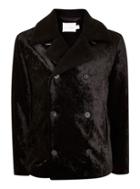 Topman Mens Black Velvet Pea Coat