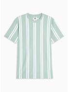 Topman Mens Green Stripe Pique T-shirt