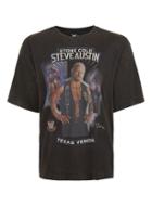 Topman Mens Black Wwe Steve Austin Print Oversized T-shirt