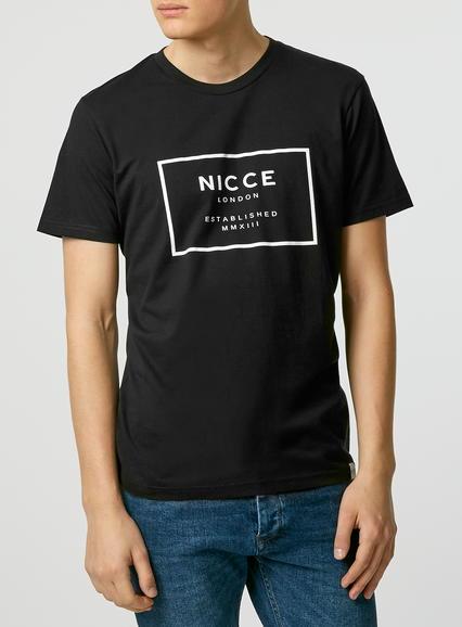 Topman Mens Nicce Black Rubber T-shirt