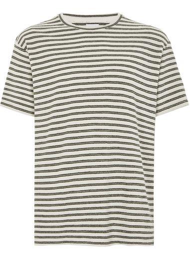 Topman Mens Ltd Khaki Stripe Short Sleeve Towelling T-shirt