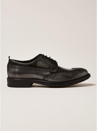 Topman Mens Dark Silver Premium Leather Orpin Brogues