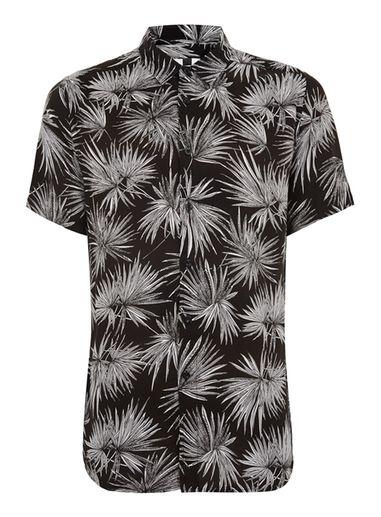 Topman Mens Black And White Floral Shirt