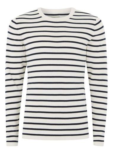 Topman Mens Selected Homme Cream And Black Stripe Sweater