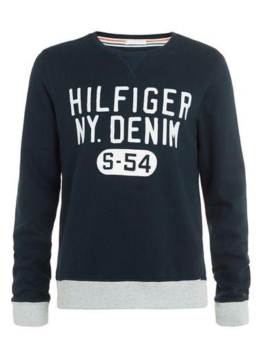 Topman Mens Blue Hilfiger Denim Navy Sweatshirt