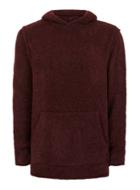Topman Mens Burgundy Boucle Textured Slim Fit Hoodie