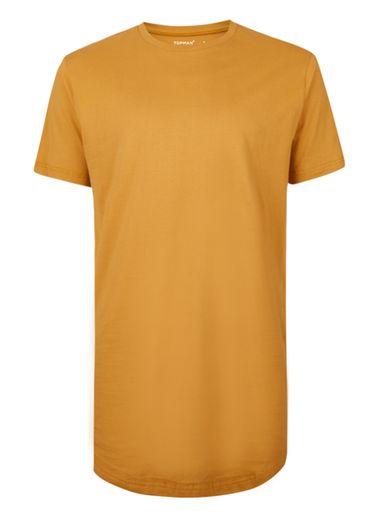 Topman Mens Yellow Longline T-shirt