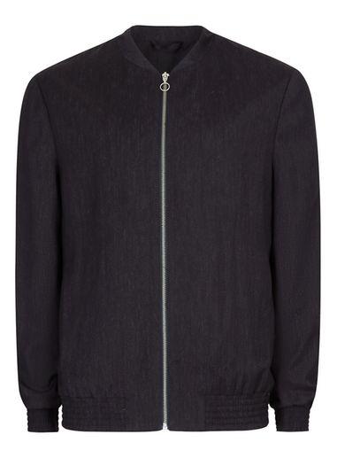 Topman Mens Blue Navy Melange Smart Bomber Jacket