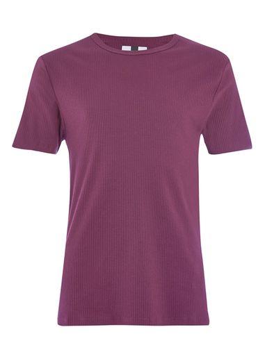Topman Mens Red Burgundy Ribbed Muscle Fit T-shirt