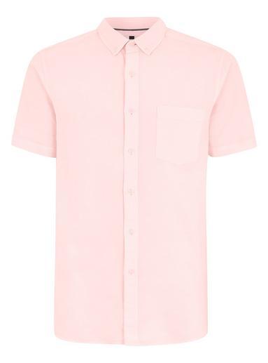 Topman Mens Pink Oxford Short Sleeve Shirt