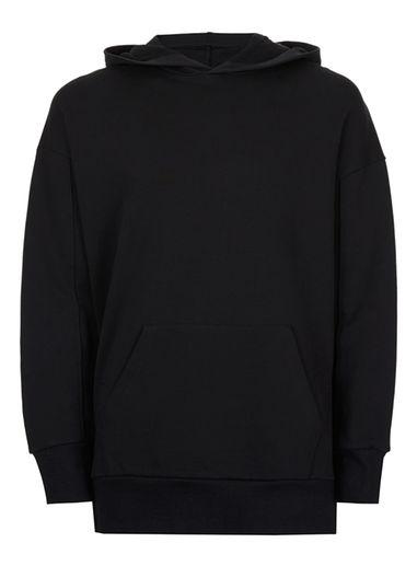 Topman Mens Aaa Black Faux Suede Fringed Oversized Hoodie