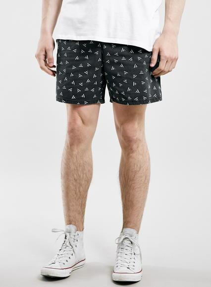 Topman Mens Black Monochrome Triangle Print Shorts