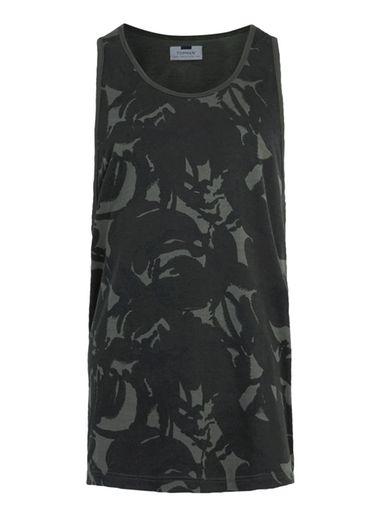 Topman Mens Green Khaki Washed Camo Print Tank Top