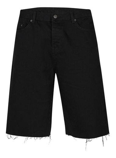 Topman Mens Aaa Black Raw Edge Long Length Shorts