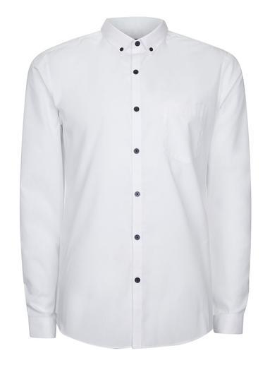 Topman Mens White Button Down Long Sleeve Shirt