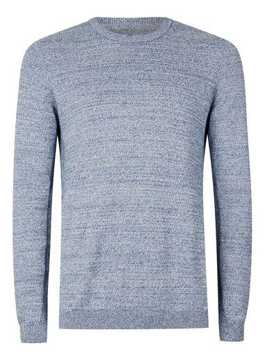 Topman Mens Blue Twist Side Ribbed Sweater