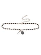 Topman Mens Gold Look And Black Beaded Cross Choker*