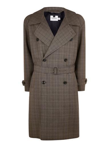 Topman Mens Brown Check Oversized Double Breasted Jacket