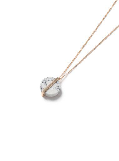 Topman Mens Silver Gold Look And White Stone Pendant Necklace*