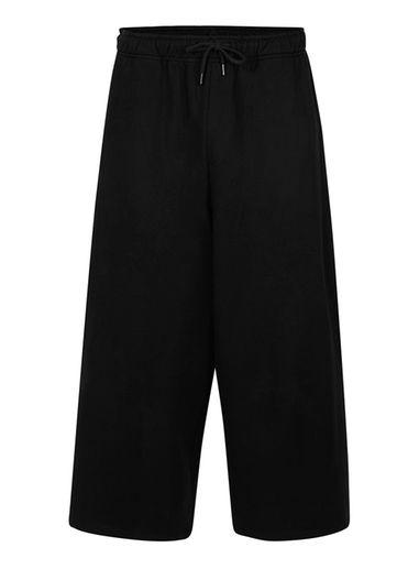 Topman Mens Black Wide Leg Cropped Jersey Pants
