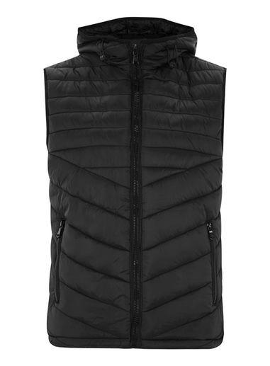 Topman Mens Black Hooded Gilet