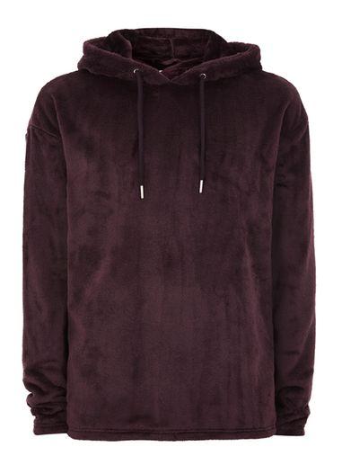 Topman Mens Purple Faux Fur Hoodie