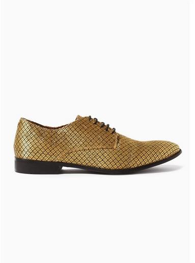 Topman Mens Gold And Black Brocade Lace Shoes