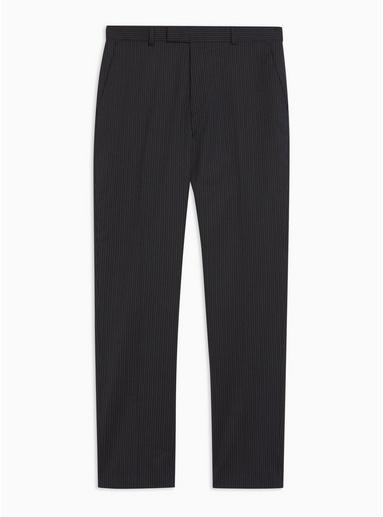 Topman Mens Premium Navy Pinstripe Slim Trousers