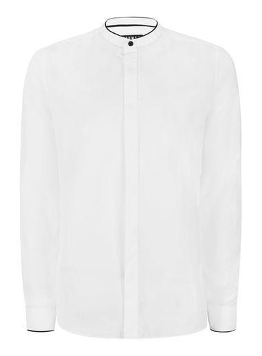 Topman Mens White Stand Collar Dress Shirt