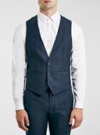 Topman Mens Blue Navy Subtle Check Suit Vest