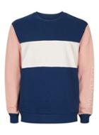 Topman Mens Blue And Pink Panelled Critical Print Sweatshirt