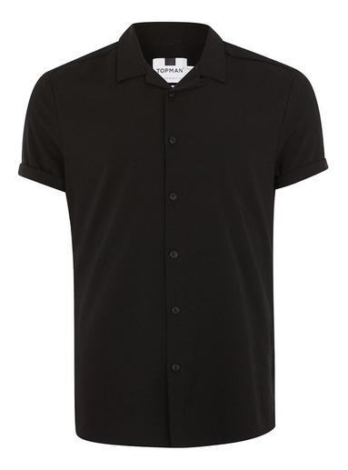 Topman Mens Black Stretch Skinny Shirt