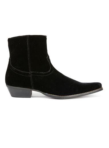 Topman Mens Black Velvet Pointed Zip Boots