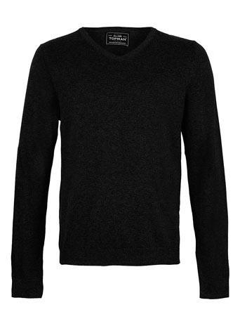 Topman Black V-neck Sweater