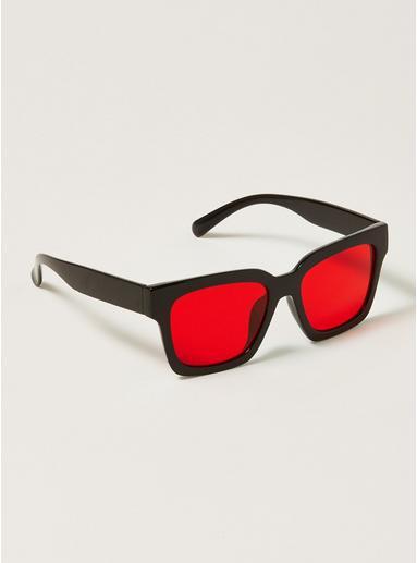 Topman Mens Black And Red Chunky Shiny Sunglasses