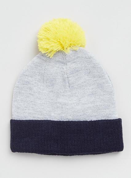 Topman Mens Mid Grey Grey Colour Block Beanie