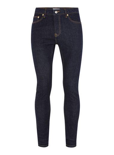 Topman Mens Blue Navy Raw Spray On Jeans