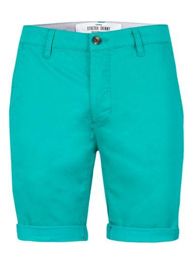 Topman Mens Bright Green Stretch Skinny Chino Shorts