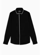 Topman Mens Black Piping Detail Stretch Skinny Shirt