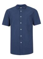Topman Mens Blue Navy Crepe Textured Short Sleeve Casual Shirt