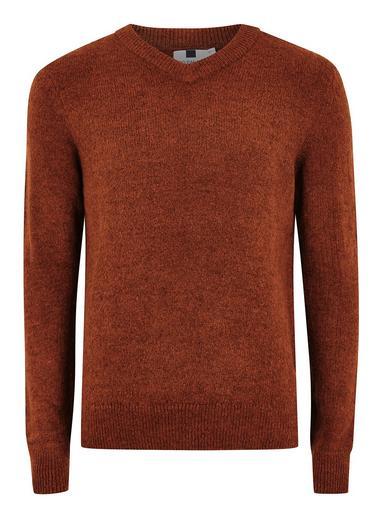 Topman Mens Brown Rust V Neck Sweater